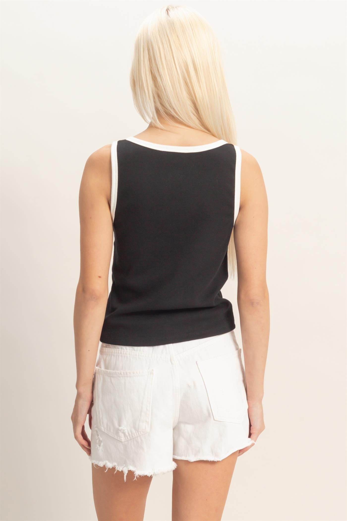 Scoop Neck Buckle Strap Tank Top