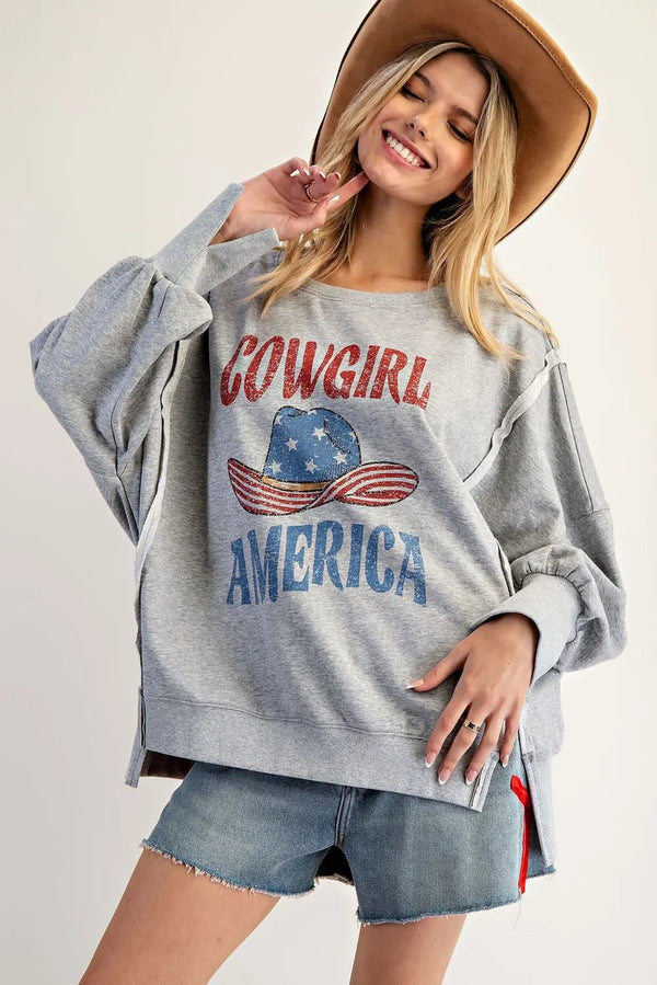 All American Cowgirl Sweatshirt - Blush & Cactus