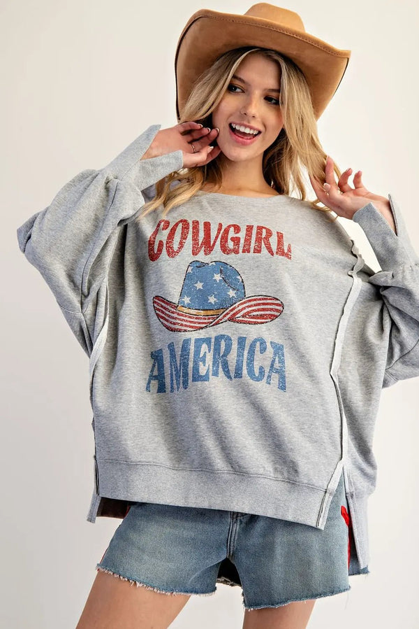 All American Cowgirl Sweatshirt - Blush & Cactus