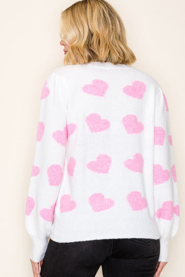 Valentine Heart Sweater - Blush & Cactus