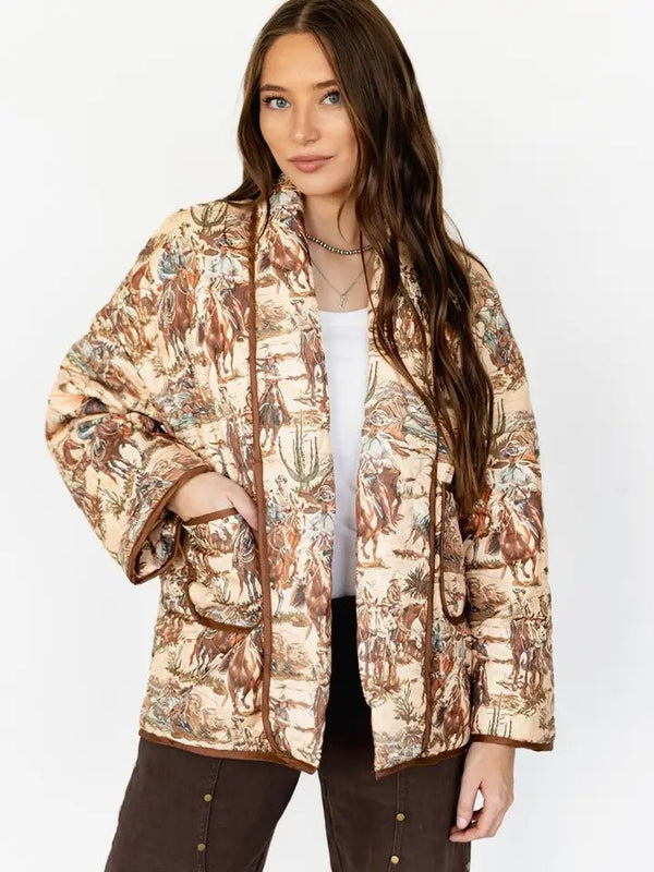 Cowboy Quilted Jacket - Blush & Cactus