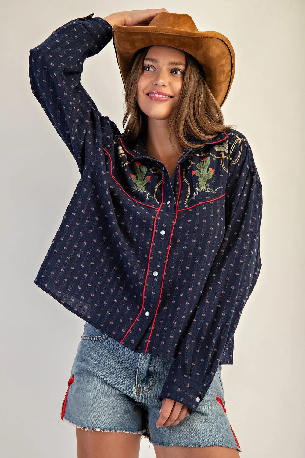 eesome Western Embroidered Button Down shirt
