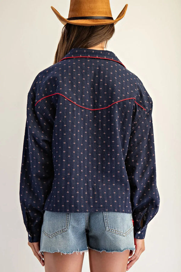 eesome Western Embroidered Button Down shirt