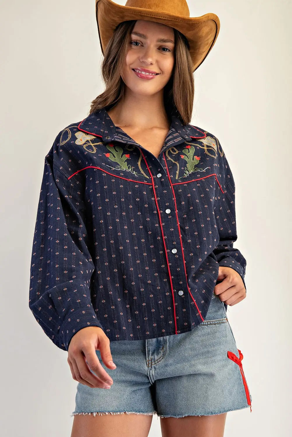 eesome Western Embroidered Button Down shirt
