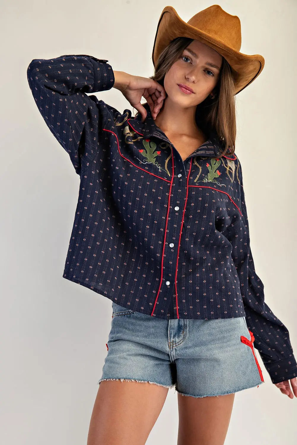 eesome Western Embroidered Button Down shirt