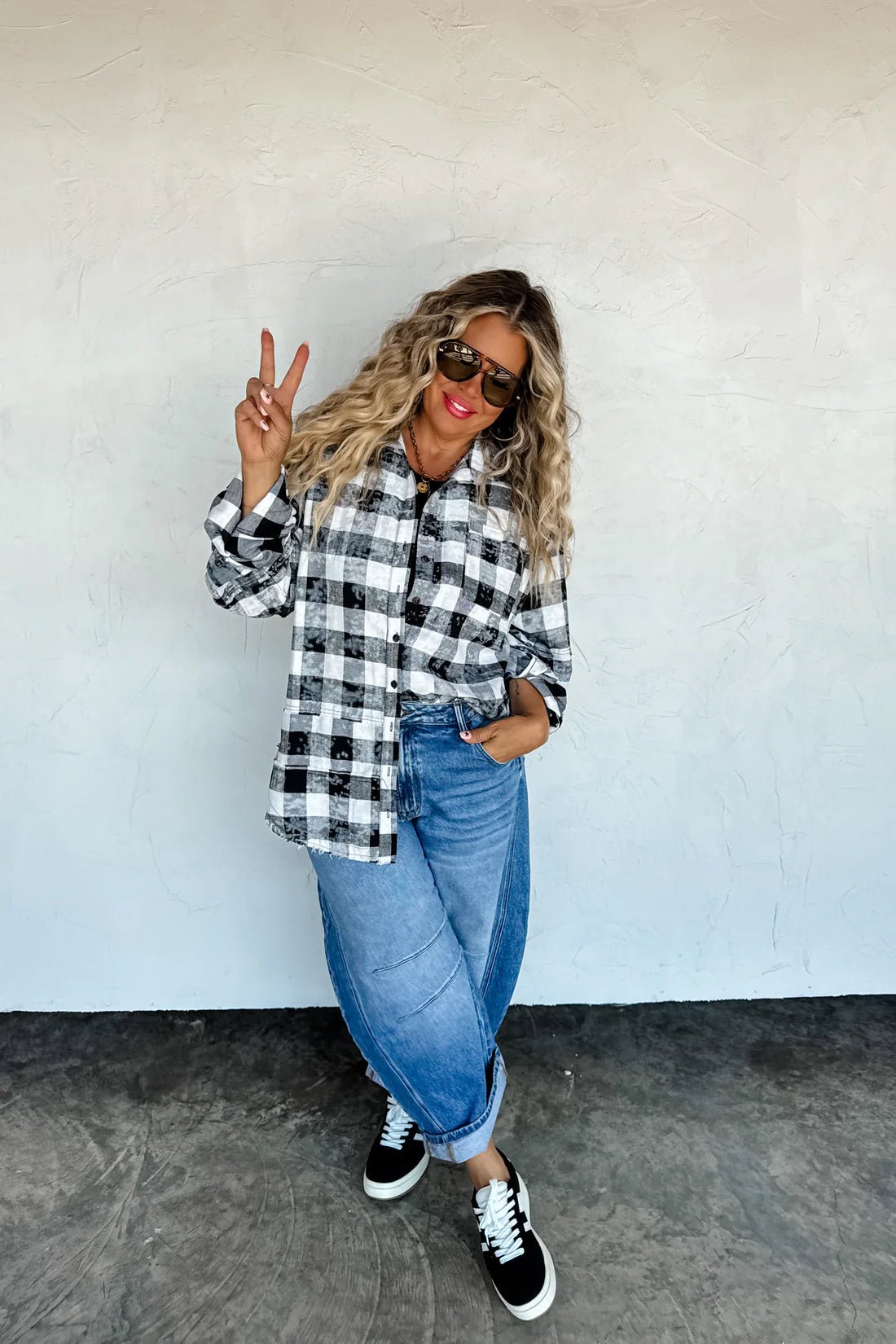 Juniper Beached Plaid Top - Blush & Cactus