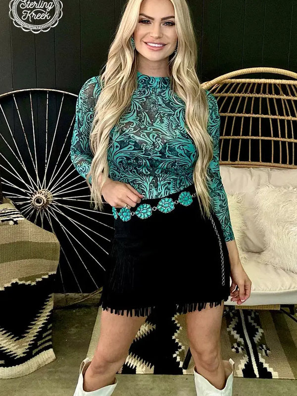 Tooled in Turquoise Top