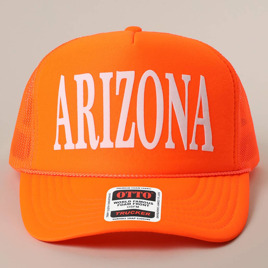 ARIZONA Text Printed Mesh Back Foam Trucker Hat