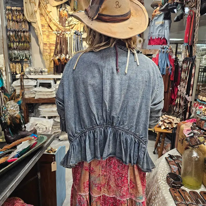 Denim Ruffle One Size Shirt