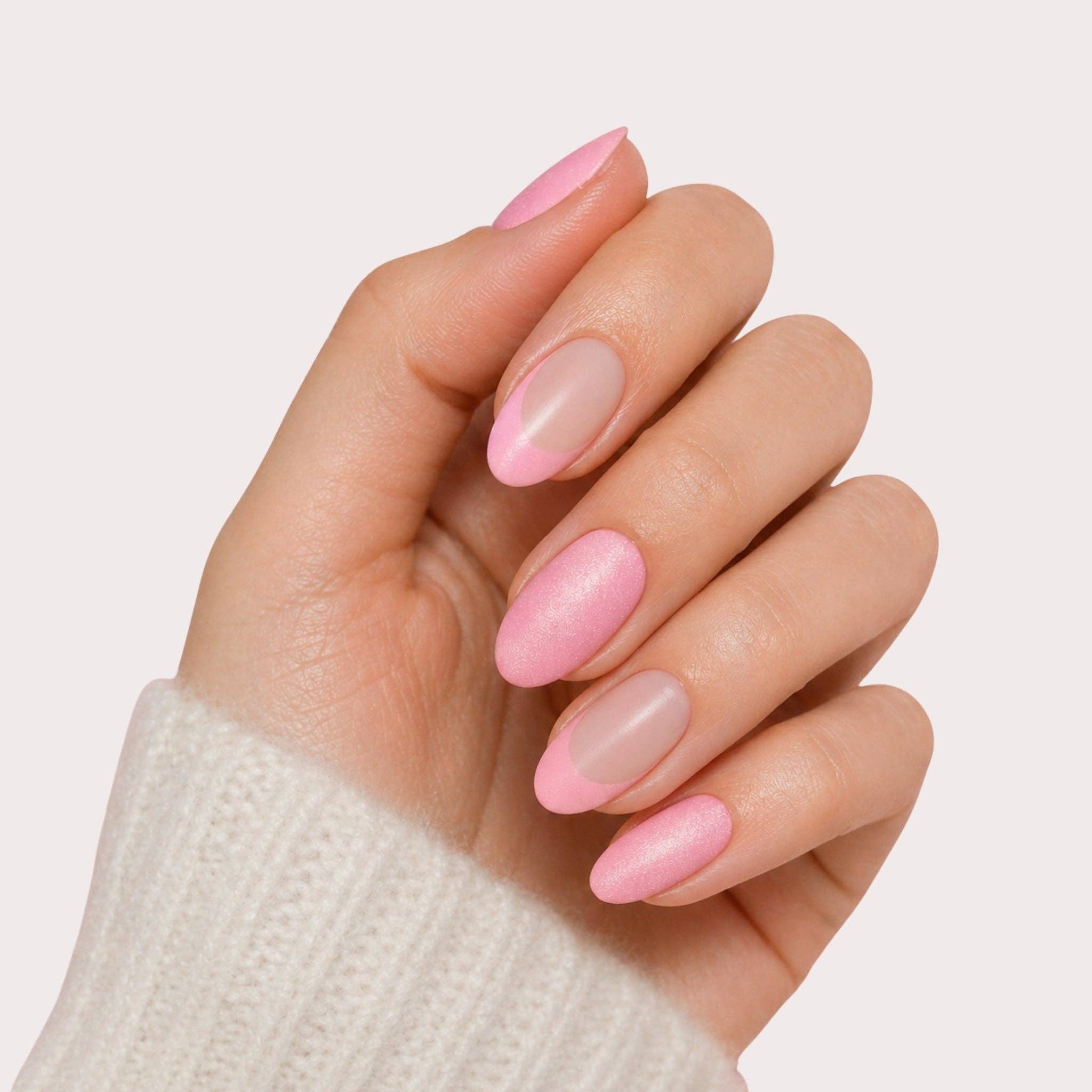 PaintLab Pink Sunset Glitter Press On Nails - Blush & Cactus