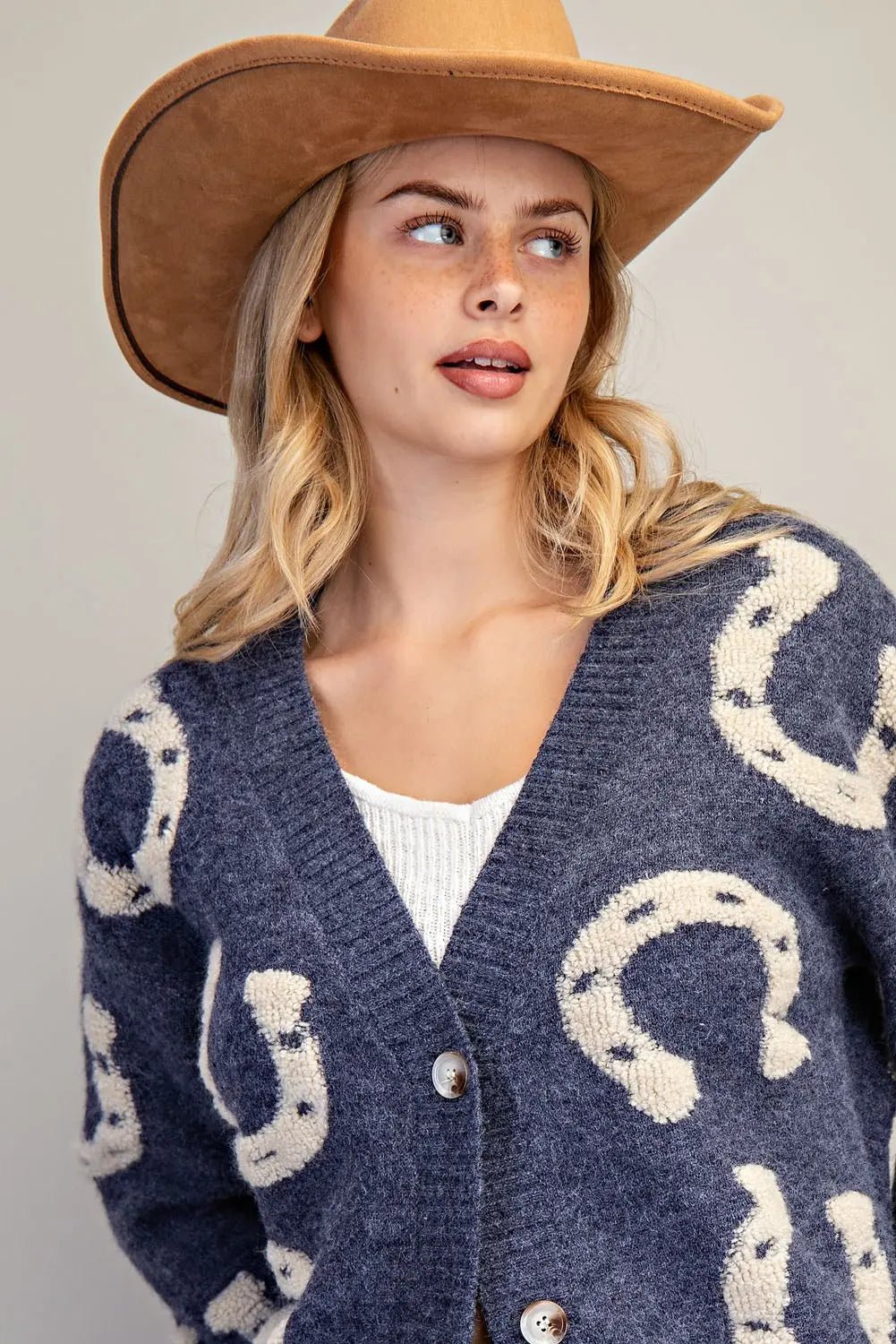 eesome Textured Horse Shoe Button Down Cardigan ✨ - Blush & Cactus