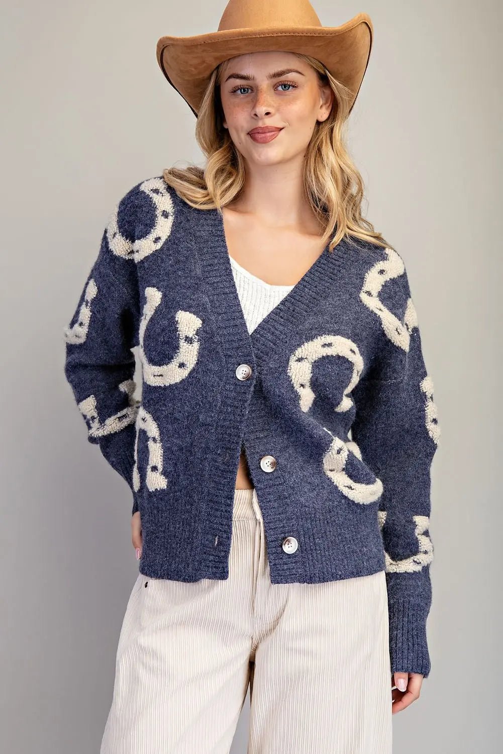 eesome Textured Horse Shoe Button Down Cardigan ✨ - Blush & Cactus