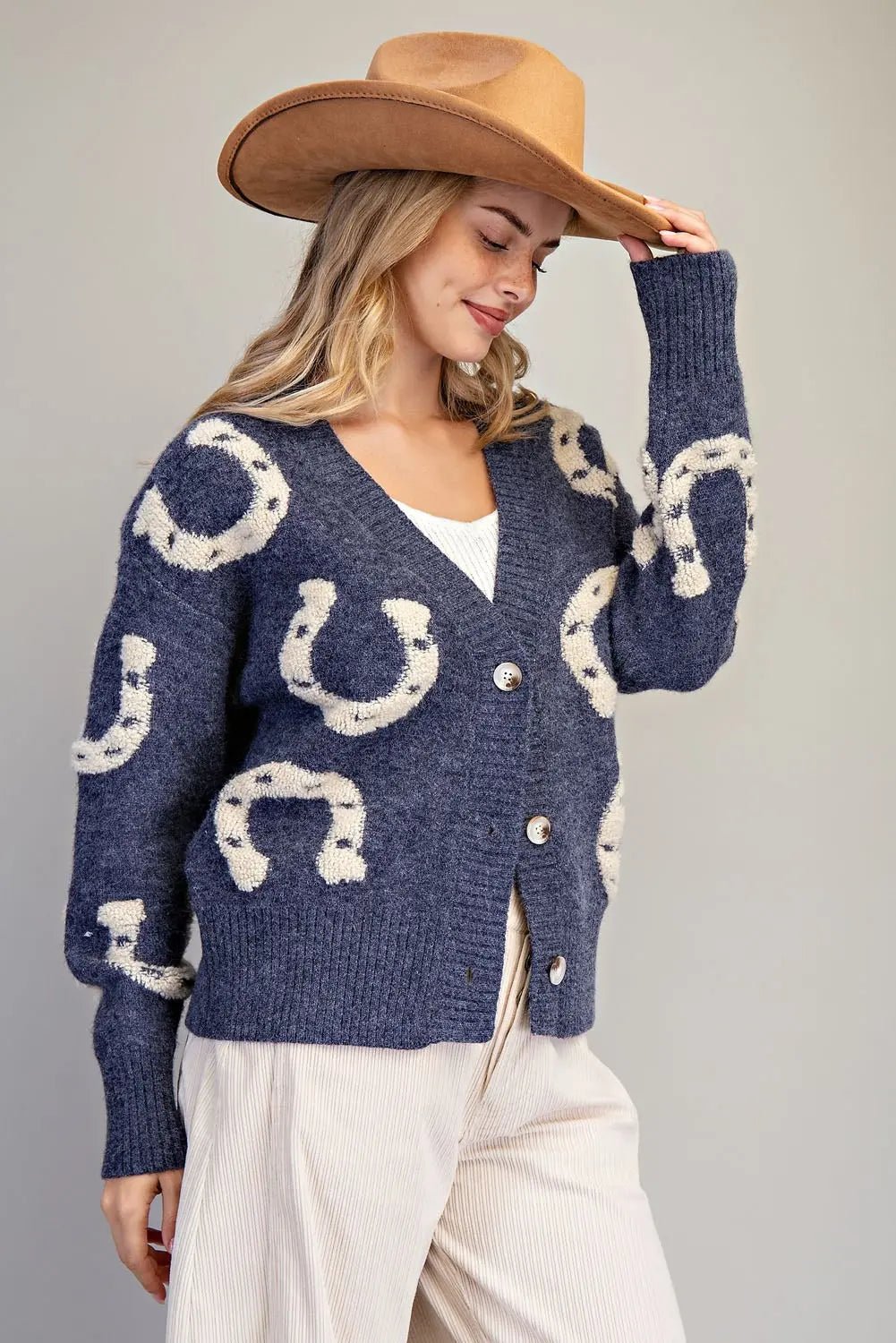 eesome Textured Horse Shoe Button Down Cardigan ✨ - Blush & Cactus