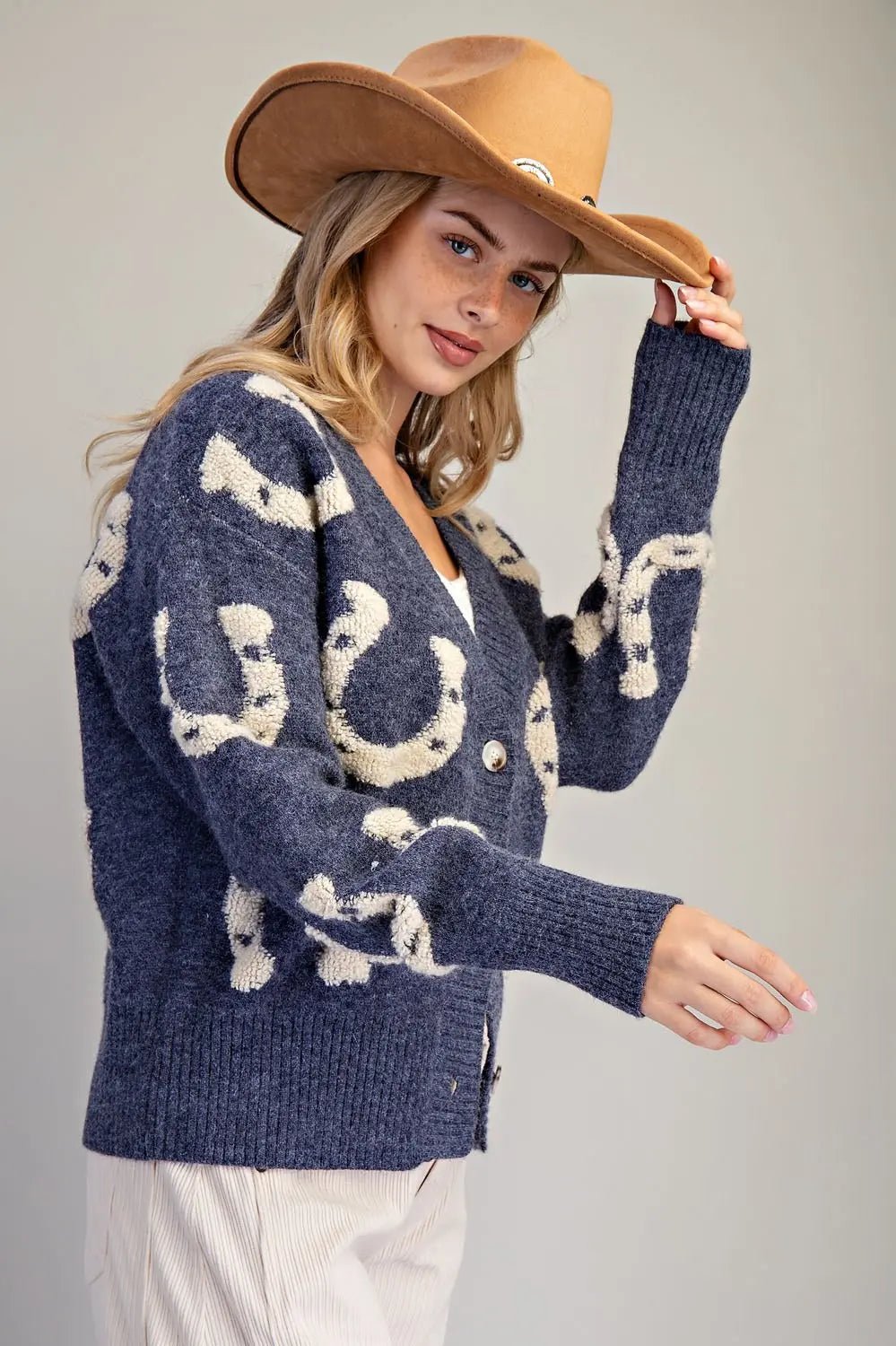 eesome Textured Horse Shoe Button Down Cardigan ✨ - Blush & Cactus