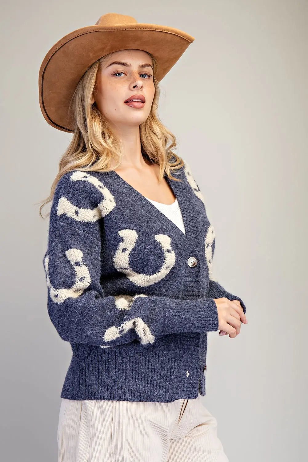 eesome Textured Horse Shoe Button Down Cardigan ✨ - Blush & Cactus