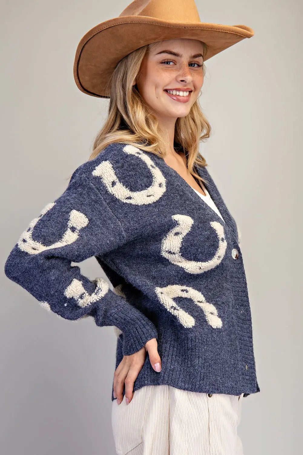 eesome Textured Horse Shoe Button Down Cardigan ✨ - Blush & Cactus