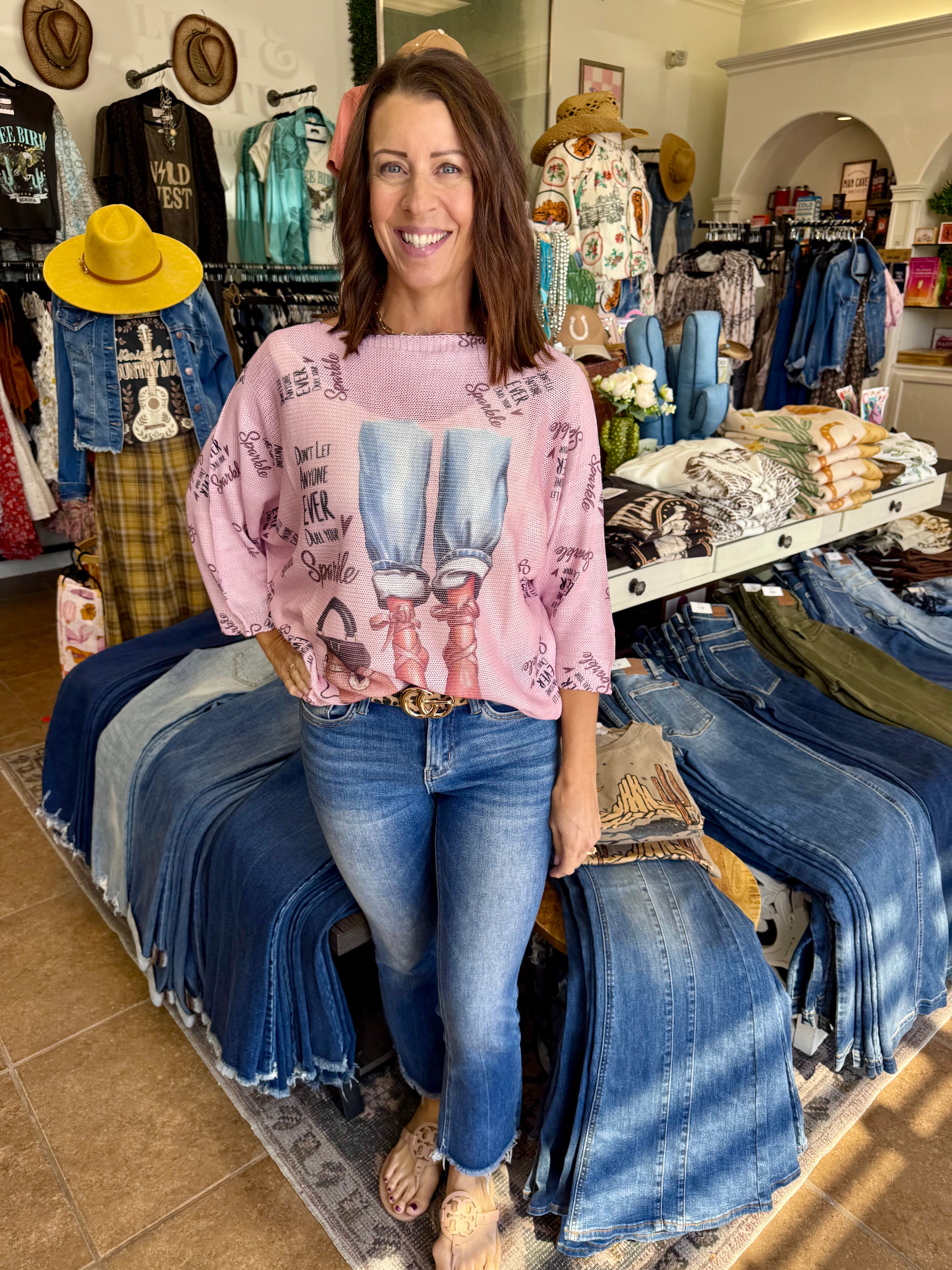 Don't Dull Your Sparkle Pink Sweater
