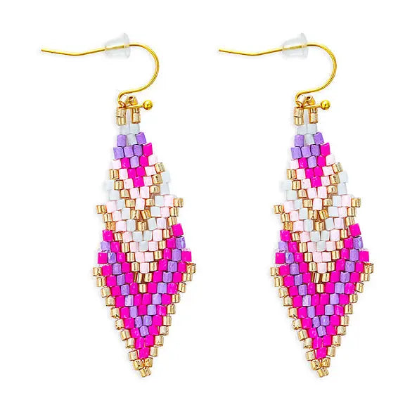 Mother's Shawl Beaded Earrings in Pink