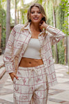 eesome Embroidered Western Button Down Shirt - Blush & Cactus