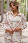 eesome Embroidered Western Button Down Shirt - Blush & Cactus