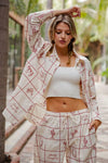 eesome Embroidered Western Button Down Shirt - Blush & Cactus