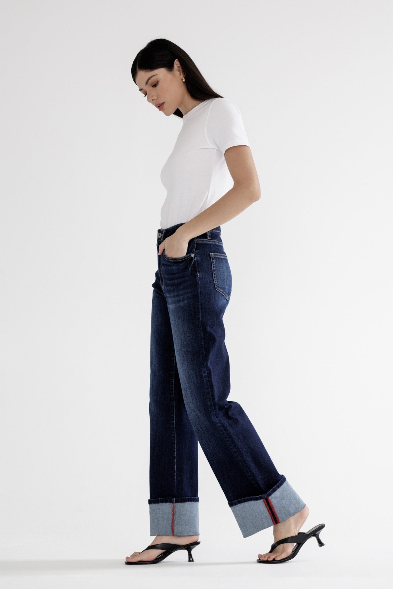 Mica High Rise Wide Leg With Cuff Hem
