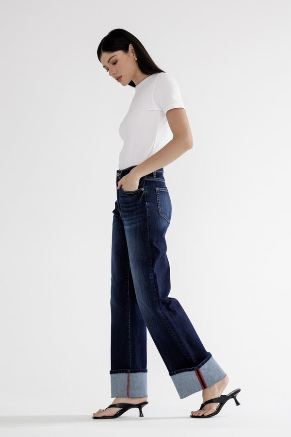 Mica High Rise Wide Leg With Cuff Hem