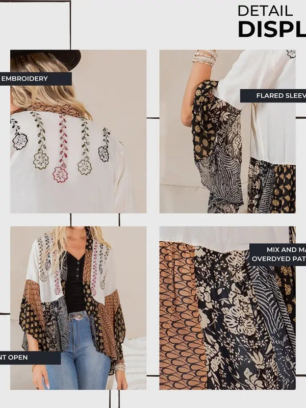 Natural Bohemian : Embroidered Short Shrug - Blush & Cactus