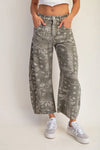 eesome Mineral Washed Paisley Printed Barrel Jeans