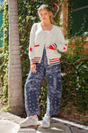 eesome Mineral Washed Paisley Printed Barrel Jeans - Blush & Cactus