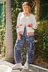 eesome Mineral Washed Paisley Printed Barrel Jeans - Blush & Cactus