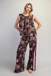 eesome Floral Printed Side Stripe Pants & smocked sleeveless top