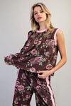 eesome Floral Printed Side Stripe Pants & smocked sleeveless top