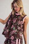 eesome Floral Printed Side Stripe Pants & smocked sleeveless top