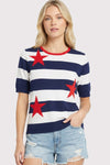 4th Of July Star Striped Sweater - Blush & Cactus