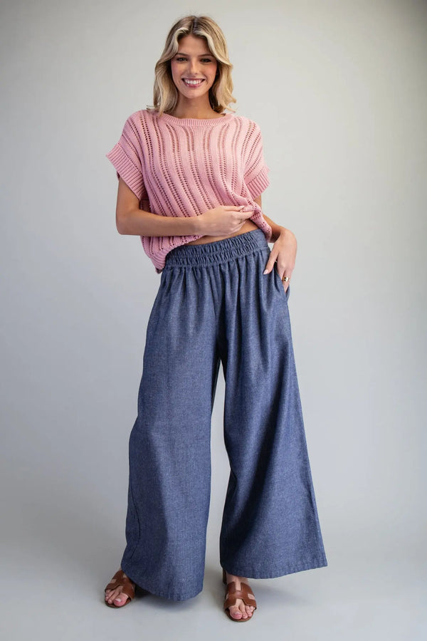 Easy Does it Wide Leg Pant - Blush & Cactus