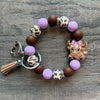 Cute Shaggy Cow Western Wristlet Keychain - Blush & Cactus