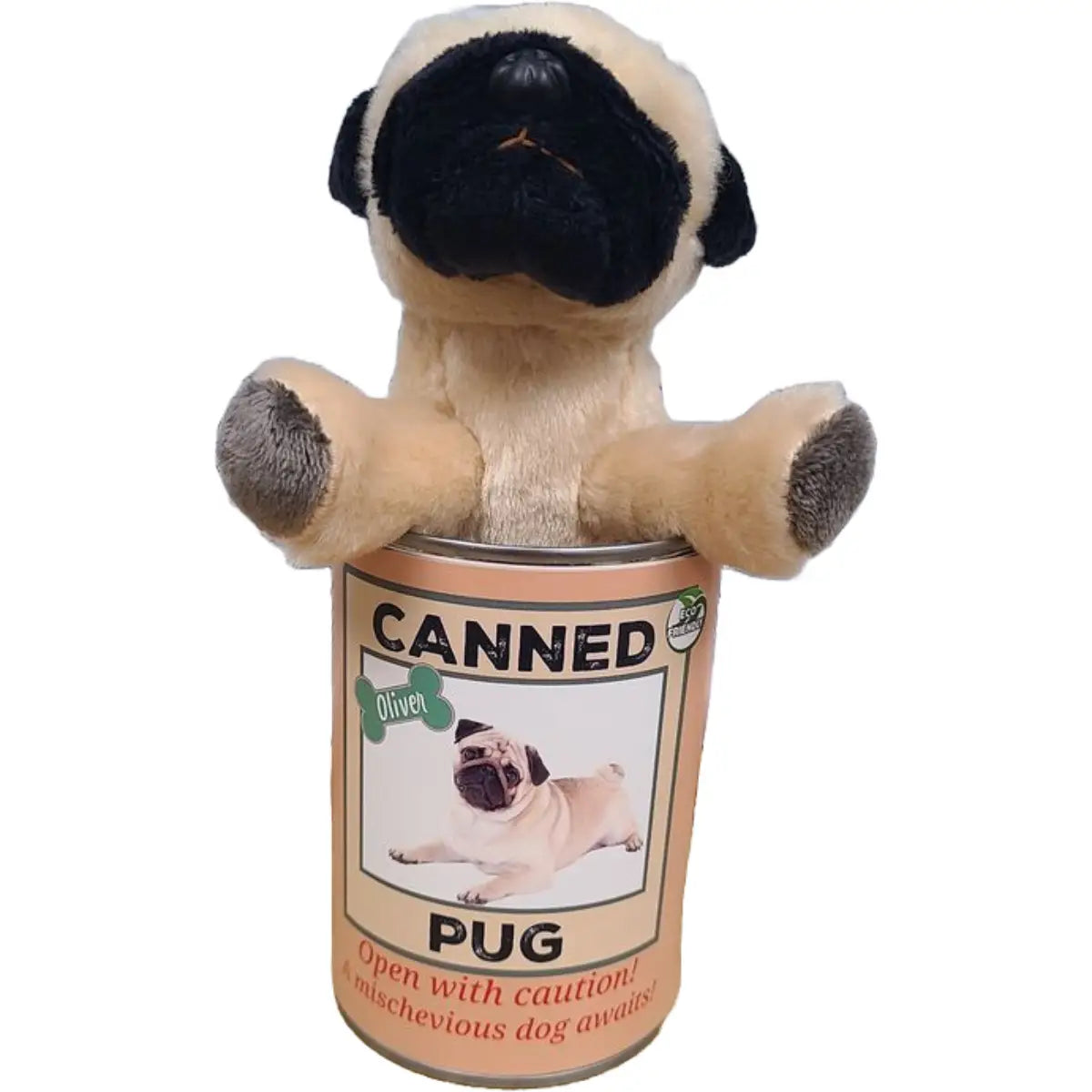 Canned Pug - Rescue Dog - Recycled and Eco-Friendly Plush