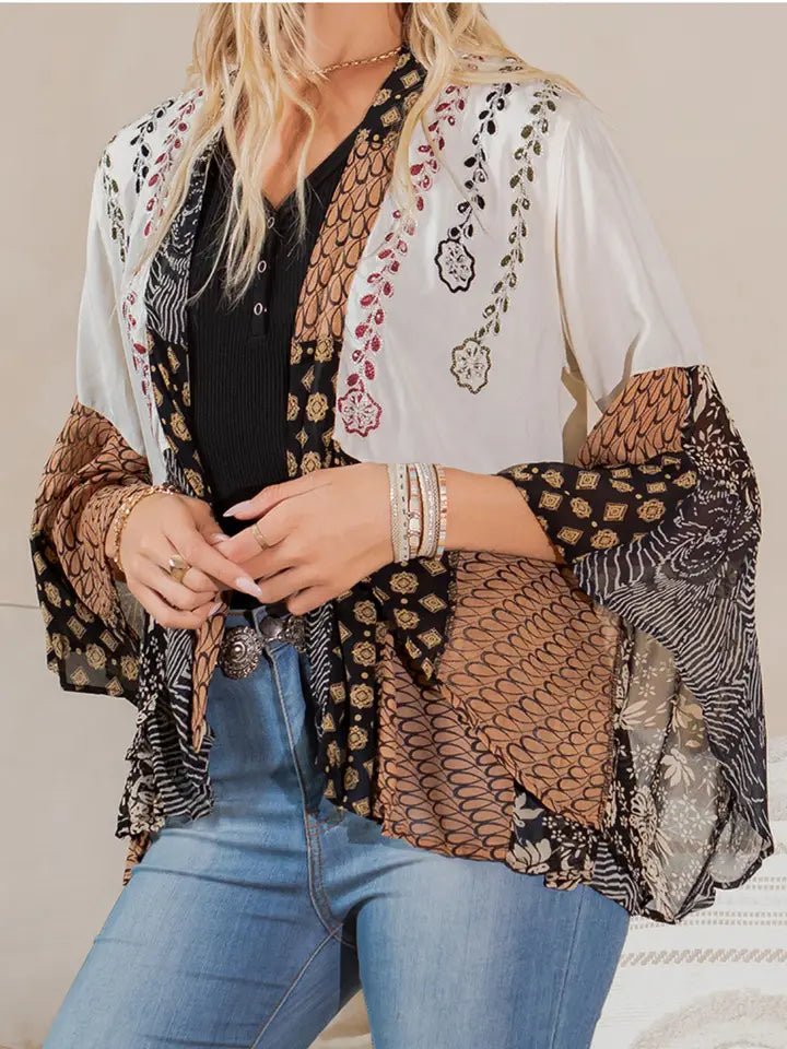 Natural Bohemian : Embroidered Short Shrug - Blush & Cactus
