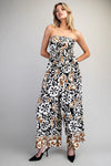 EESOME Printed Strapless Smocked Jumpsuit - Blush & Cactus