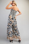 EESOME Printed Strapless Smocked Jumpsuit - Blush & Cactus