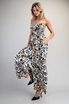 EESOME Printed Strapless Smocked Jumpsuit - Blush & Cactus