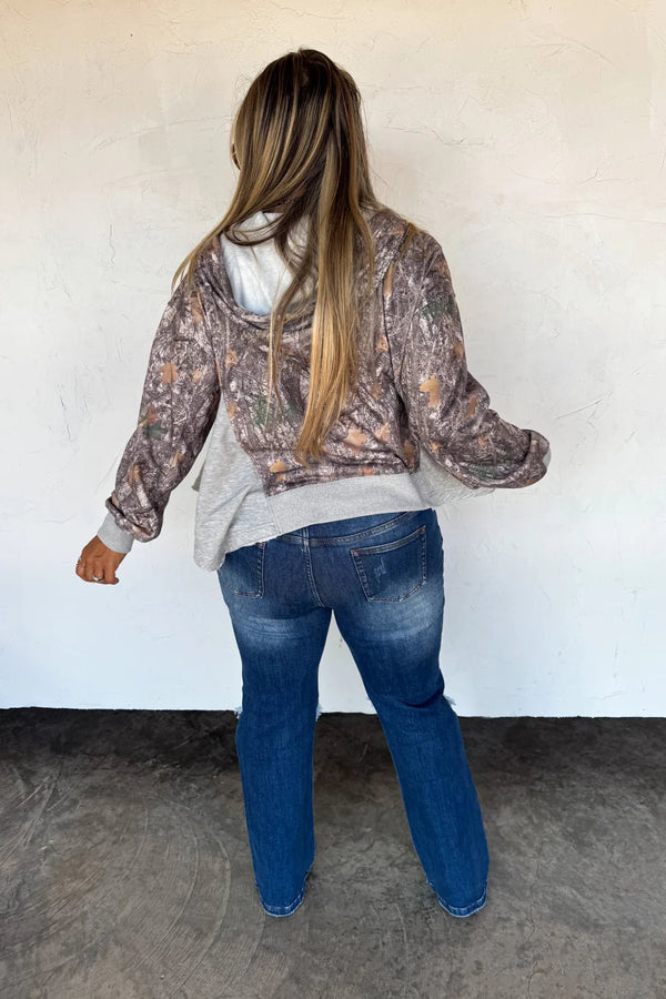 The Hunter Half Zip Hoodie Pullover - Blush & Cactus