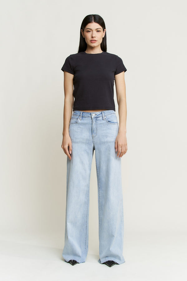 Mica Super High Wide Leg Raw Hem - Blush & Cactus