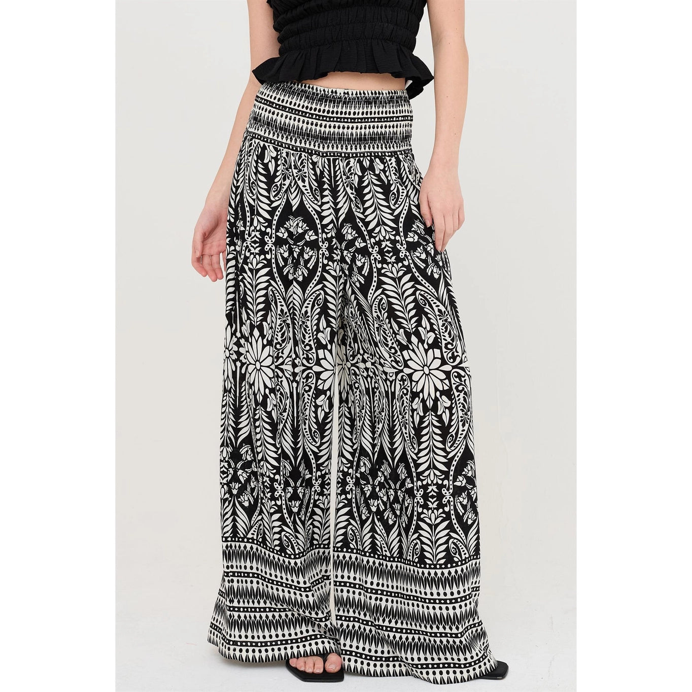 Smocked Waist Floral Pants