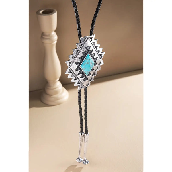 Geometric Concho Turquoise Bolo Tie - Blush & Cactus