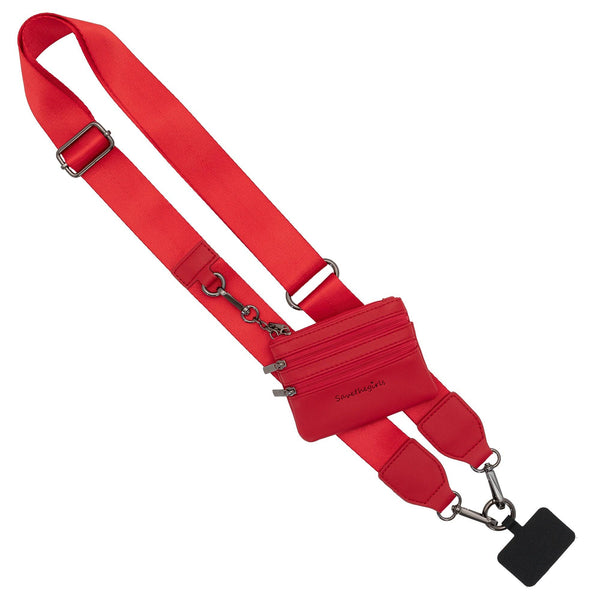Clip & Go Strap w/Zippered Pouch Red Solid - Blush & Cactus
