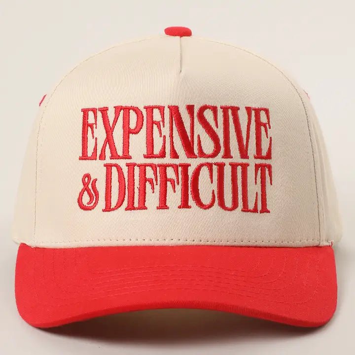 Expensive and Difficult Embroidered Trucker Hat - Blush & Cactus