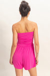 Strapless Shirred Waist Romper - Blush & Cactus
