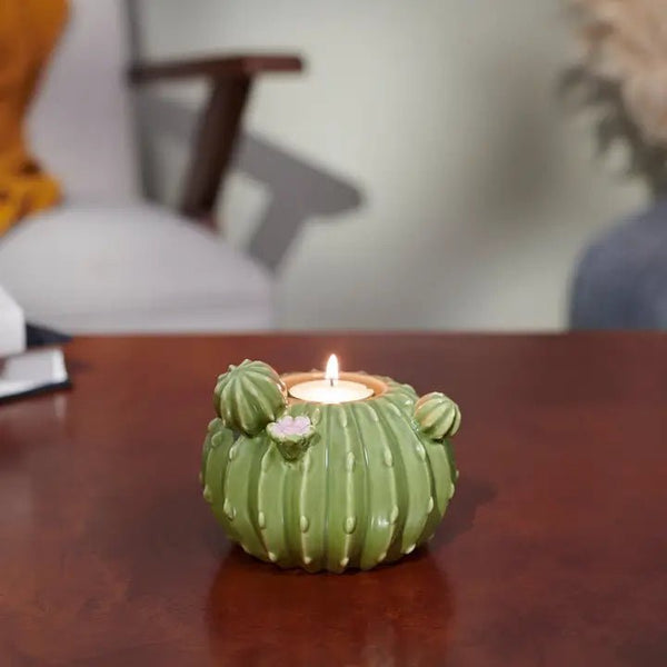 Barrel Cactus Candle Holder - Blush & Cactus
